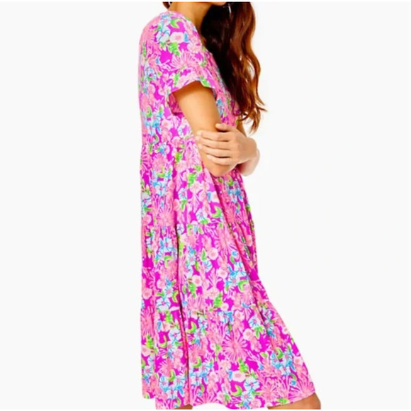 Lilly Pulitzer Jodee Swing Dress XXS NWOT Amythest Moms the Word Floral Tiered - Picture 2 of 10